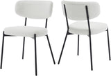 KCC Boucle Dining Chairs Set of 2, Modern Mid-Century Upholstered Stylish Kitchen Chairs Sherpa Accent Diner Chairs