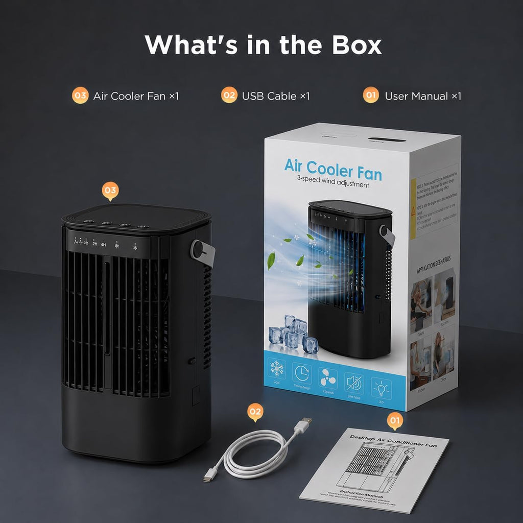 Portable Air Conditioners, 4-in-1 Mini Small Air Conditioner Evaporative Air Cooler Fan with 1000ml Water Tank