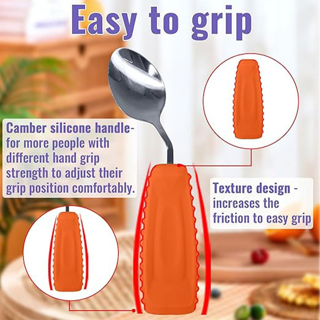 Adaptive Utensils, Weighted Angled Silverware, Parkinsons Aids, Angled Silverware Spoon and Fork Set for Elderly