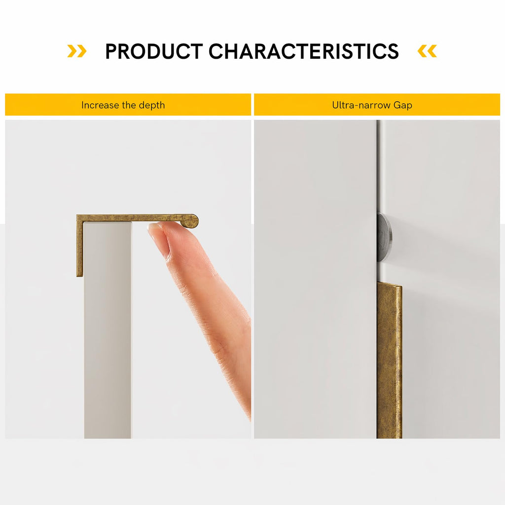 Drawer Handles Antique Brass Cabinet Pulls 5 inch 10 Pack, Finger Pulls for Cabinet Edge Pulls, Aluminum Alloy