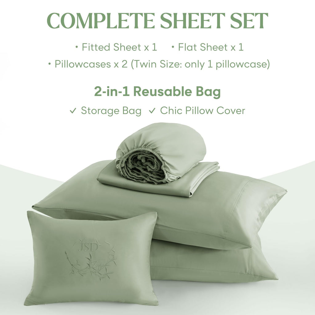 Sage Green 100% Viscose Derived from Bamboo Cooling Sheet Set Full
