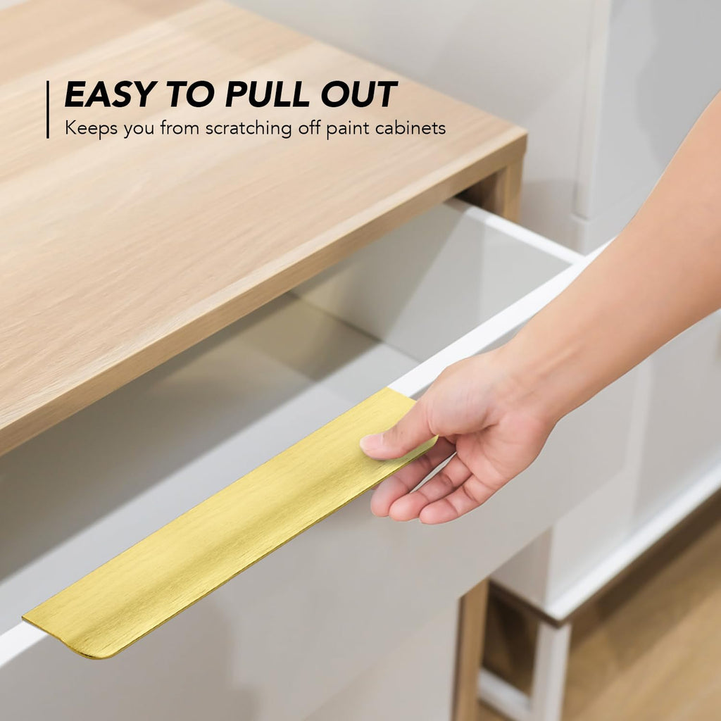 Gold Cabinet Handles Finger Edge Pulls 7.8 Inch CC 30 Pack