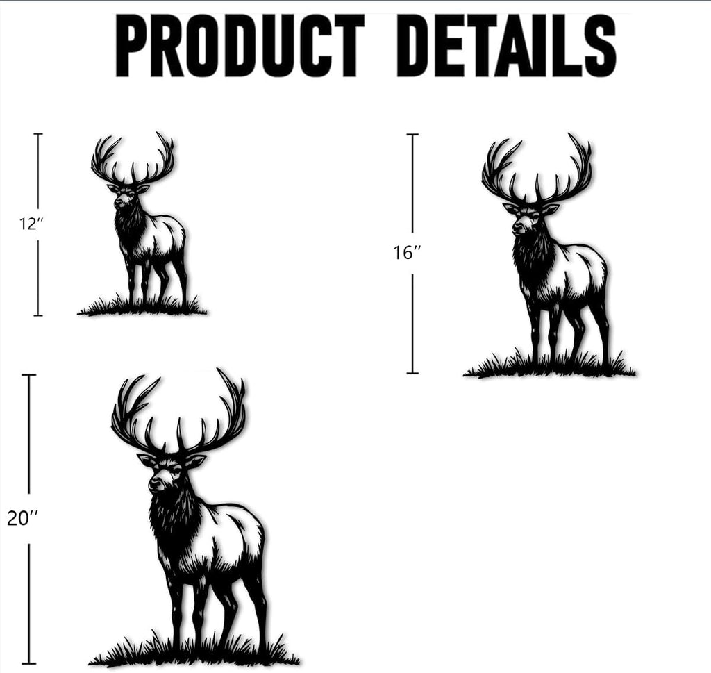 Majestic Elk Silhouette Metal Wall Art Decor Metal Outdoor Decor Metal Signs Artwork Rustic Farmhouse Style Home - Set of 5