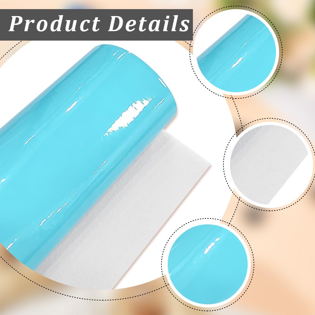 53 x 11.8 Inch Glossy Mirrored PU Leather Roll Cyan Shiny Vinyl Fabric 1mm NEON Faux Leather Sheets Smooth Solid