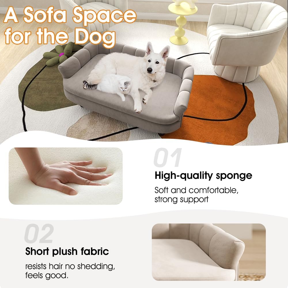Dog Couch Sofa Bed, Comfortable Pet Sofa for Large and Medium Dogs, Soft Velvet Cushion, Durable Pet Furniture
