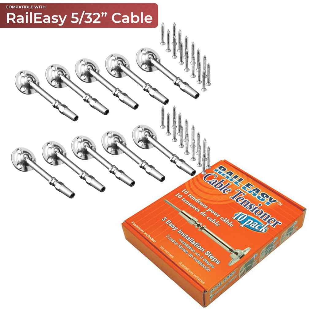 RailEasy Cable Railing Kit (5/32") - Includes C0981-1004 Tensioner & C0981-S104 Swivel Ends - 316L Marine Grade