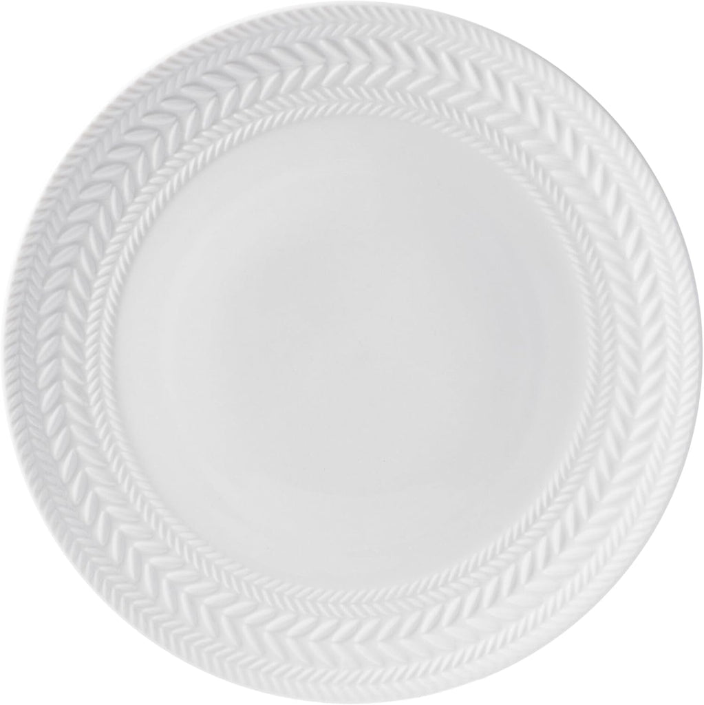 Josephine 24-Piece Dinnerware Set, Porcelain Dish Set with Embossed Basket Weave Design, Service for 8