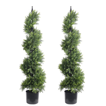 48.5'' Artificial Outdoor Plants Boxwood Topiary Spiral Front Porch Decor Tree Potted