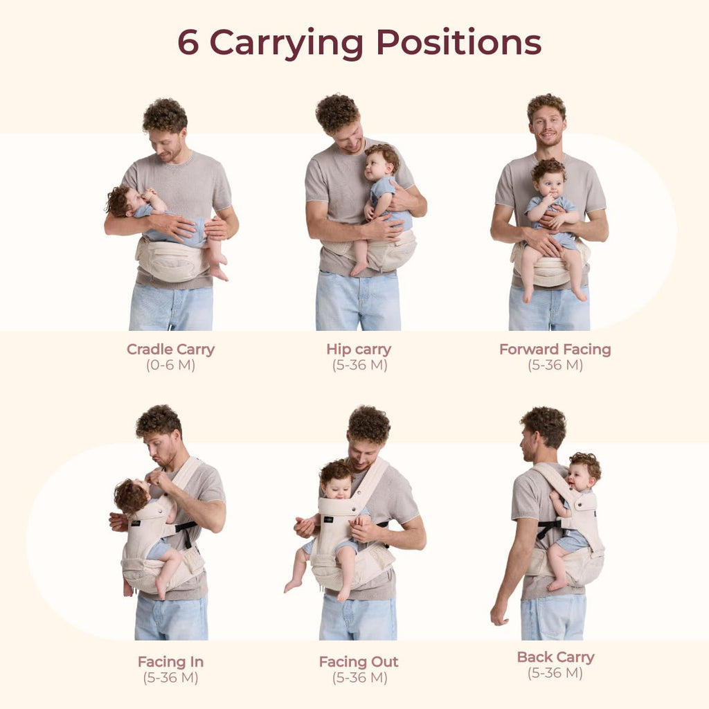 Baby Carrier with Hip Seat, in-1 Forward-Facing Carry for Active Babies, Detachable Hands-Free Carrier up to 44lbs