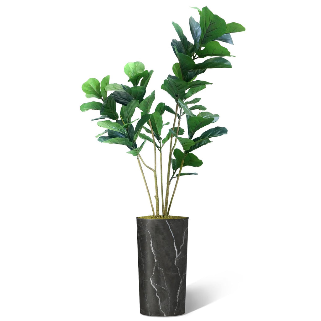 Artificial Tree in Modern Granite Effect, Fake Ficus Lyrata Silk Tree for Indoor and Outdoor Home Decoration - 66"