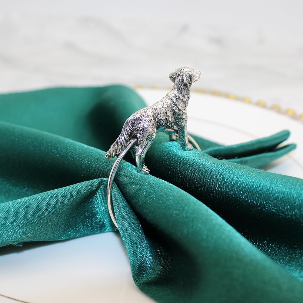 Napkin Rings Animal Napkin Rings Animal Napkin Rings Holder, for Family Gathering or Every Day (Dog (Silver)) - Set of 8