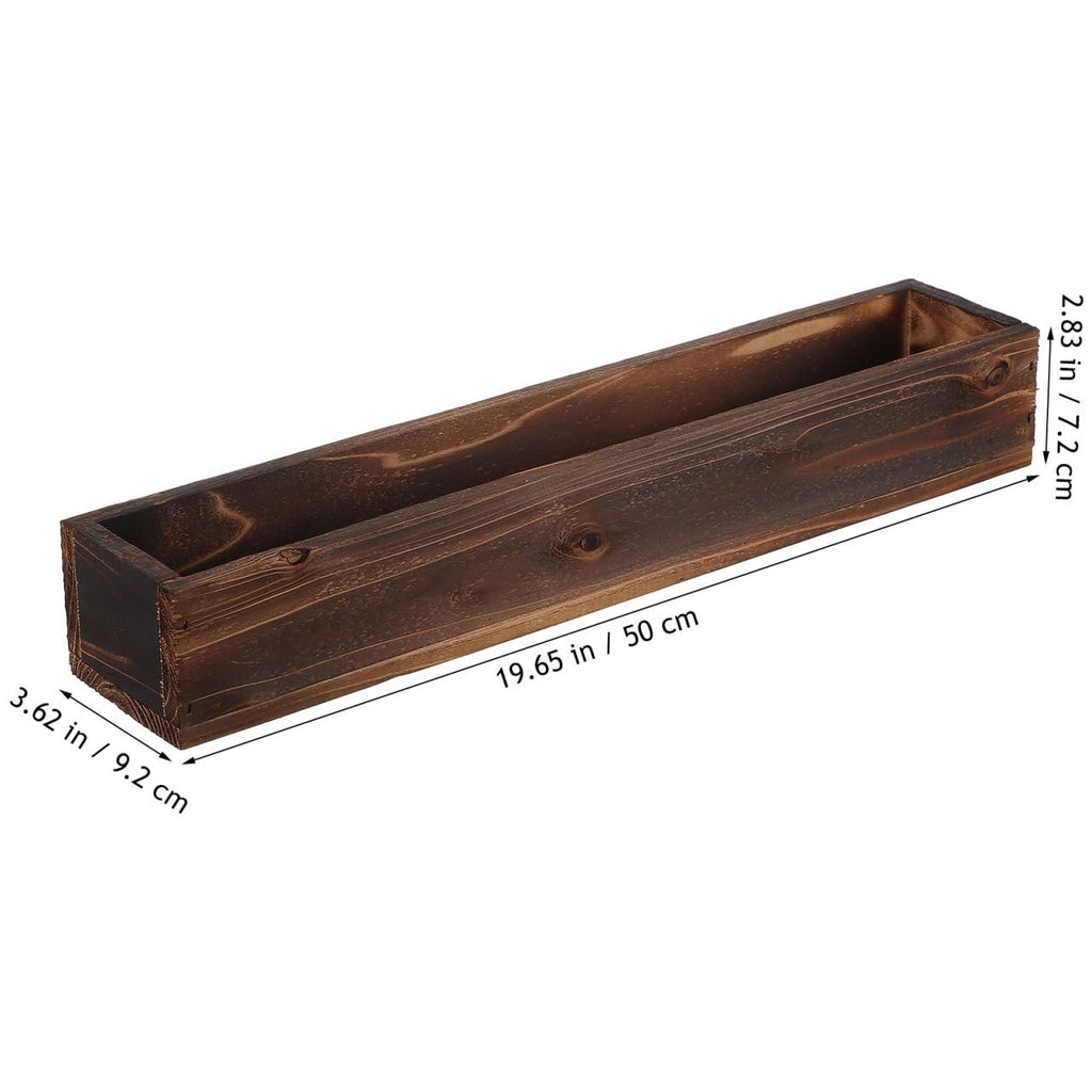 Rustic Wooden Rectangle Planter Box: Rectangular Succulents Plant Container Wood Window Box for Farmhouse Home