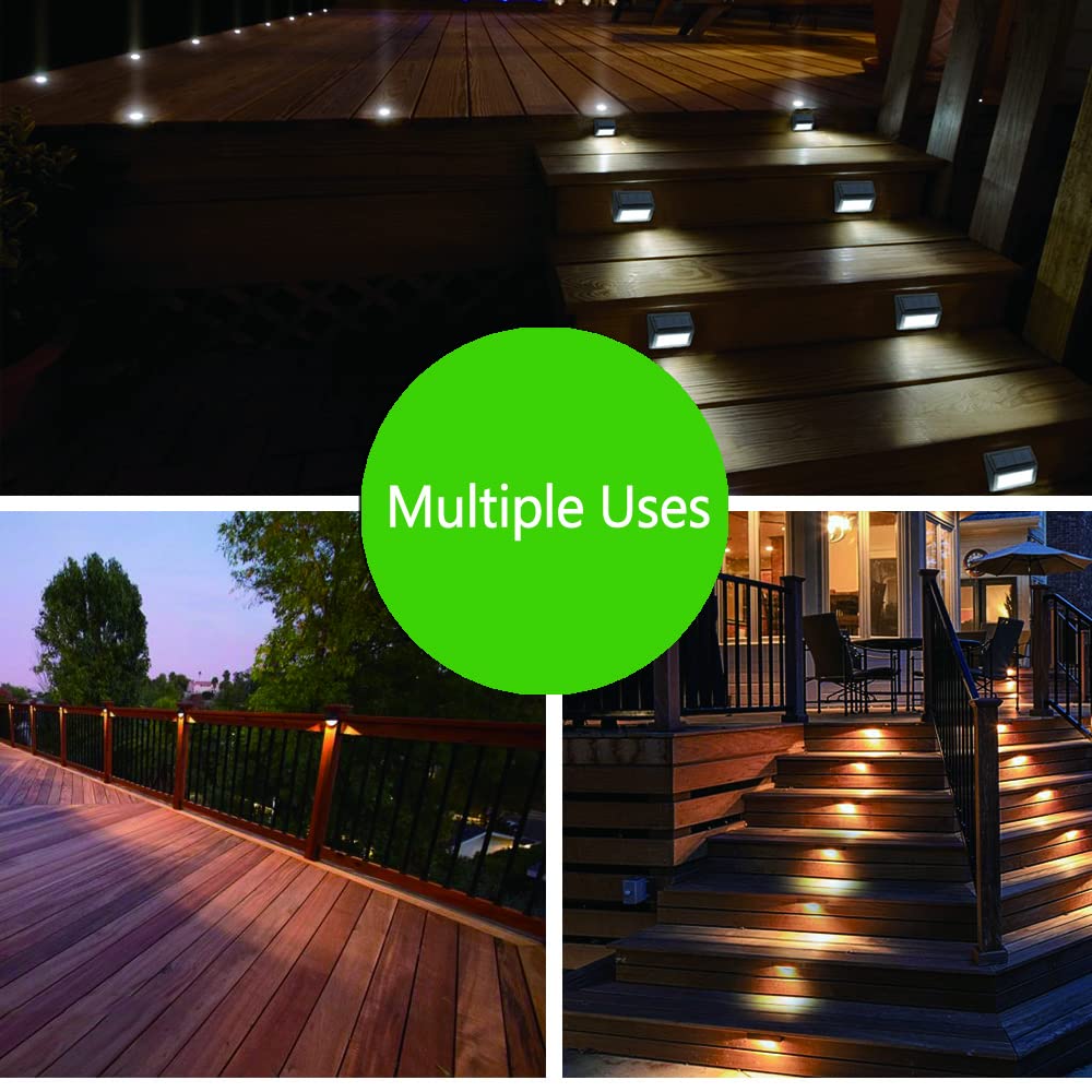 Solar Lights Outdoor, Waterproof Solar Powered Deck Step Lights Garden Backyard Garage Driveway Pathway Outside Wall