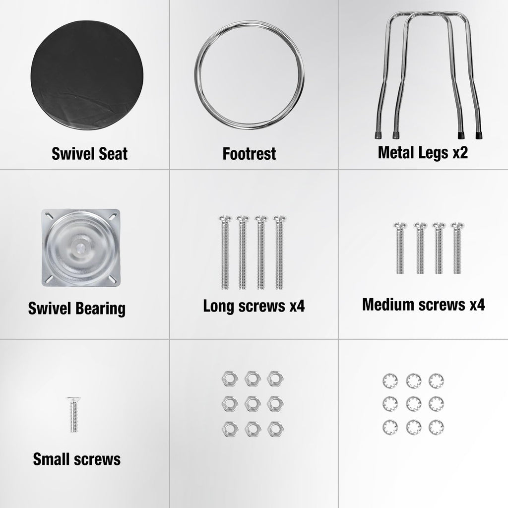 Swivel Bar Stool with Footrest, Padded Seat