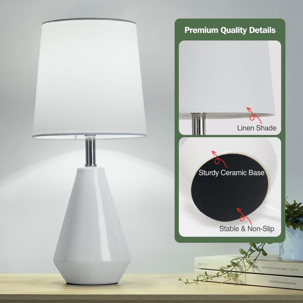 15.5" Small Table Lamp Set of 2, 3 ColorTemperatures