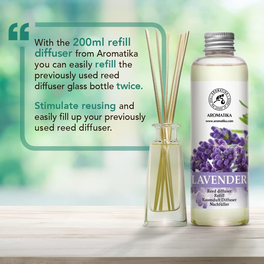 Lavender Reed Diffuser Refill 6.8 Fl Oz - Lavanda Refill - Room Fragrance Diffuser w/Natural Essential Lavender Oil