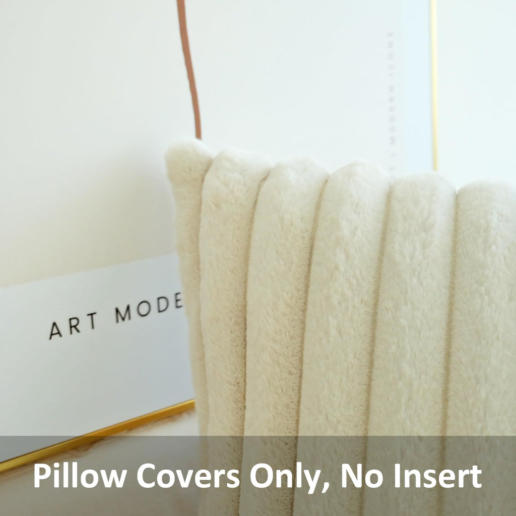 Pack of 2 Faux Fur Plush Decorative Throw Pillow Covers, 20 x 20-Inch)