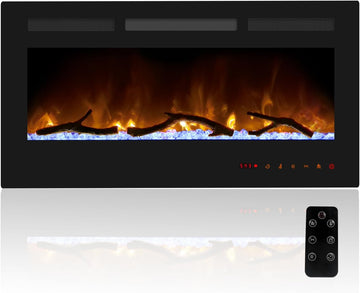 36 Inch Electric Fireplace, Recessed Fireplace Insert and Wall Mount Fireplace Heater with Remote & Touch