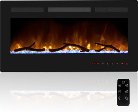 Cheerway 36 Inch Electric Fireplace, Recessed Fireplace Insert and Wall Mount Fireplace Heater with Remote & Touch