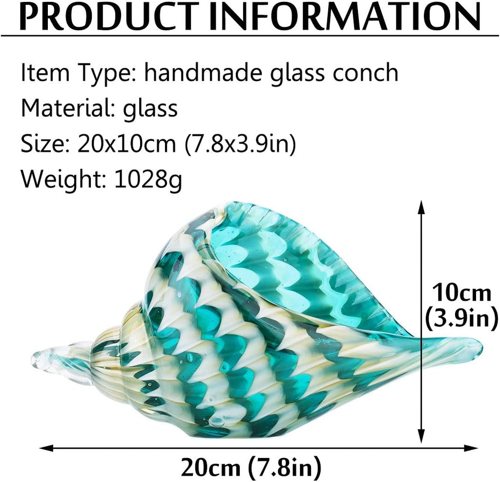 Qf Hand Blown Seashell, Beautiful Home Decor, Glass Art, Glass Conch
