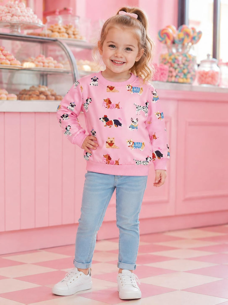 Little Girls Sweatshirts Cotton Long Sleeve Crewneck Pullover Toddler Kids Winter Warm Shirt Sweater Tops