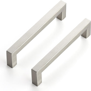 10 Pack 5 Inch Kitchen Square Cabinet Handles Satin Nickel Pulls Brushed Nickel Kitchen Cabinet Hardware Handles Drawer
