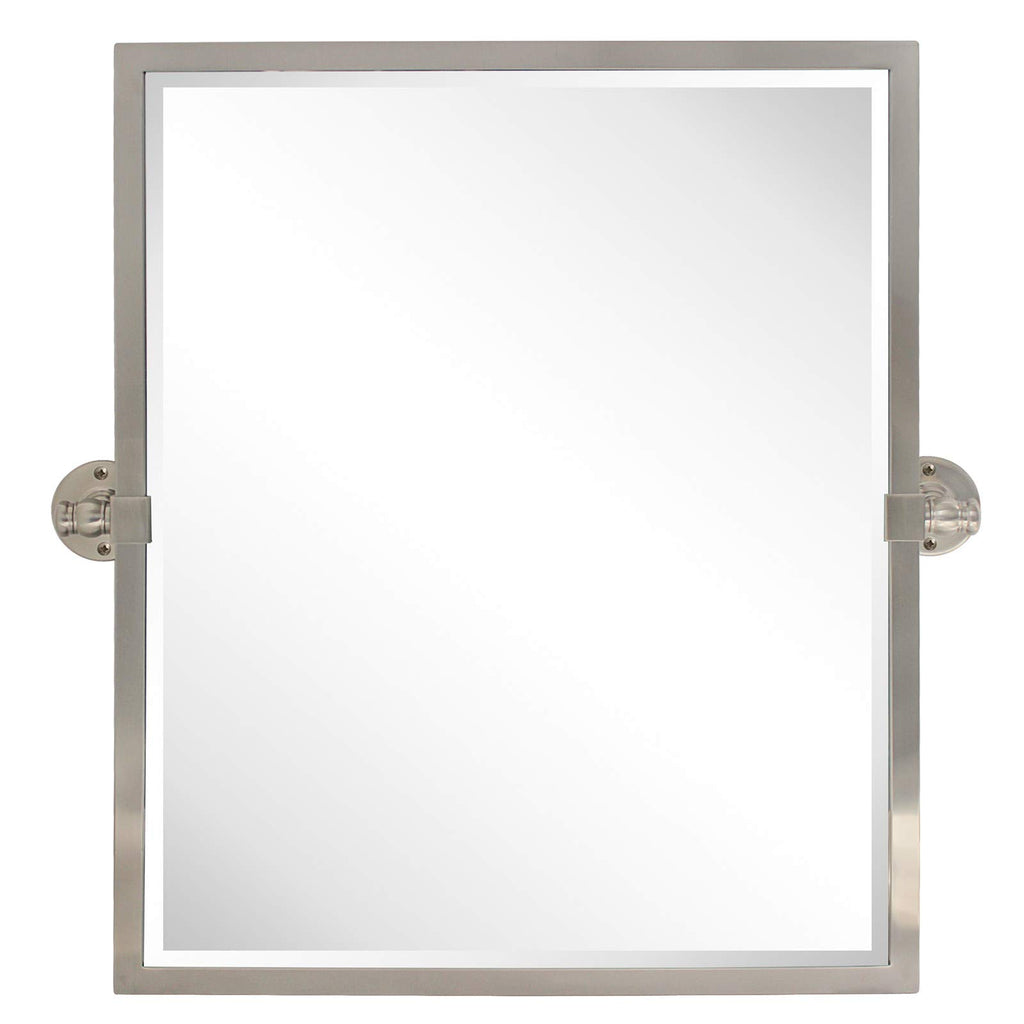 Pivot Mirror Brushed Nickel Tilt Rectangle Bathroom Mirror Tilting Metal Framed Beveled Vanity Mirrors, Overall 23.9