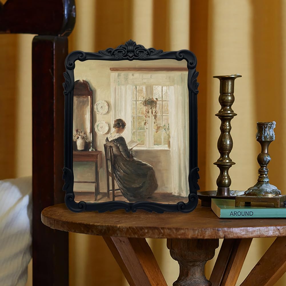 Vintage Picure Frames 8x10 Antique Black Gothic Picture Frames for Tabletop and Wall Mount Ornate Victorian Home