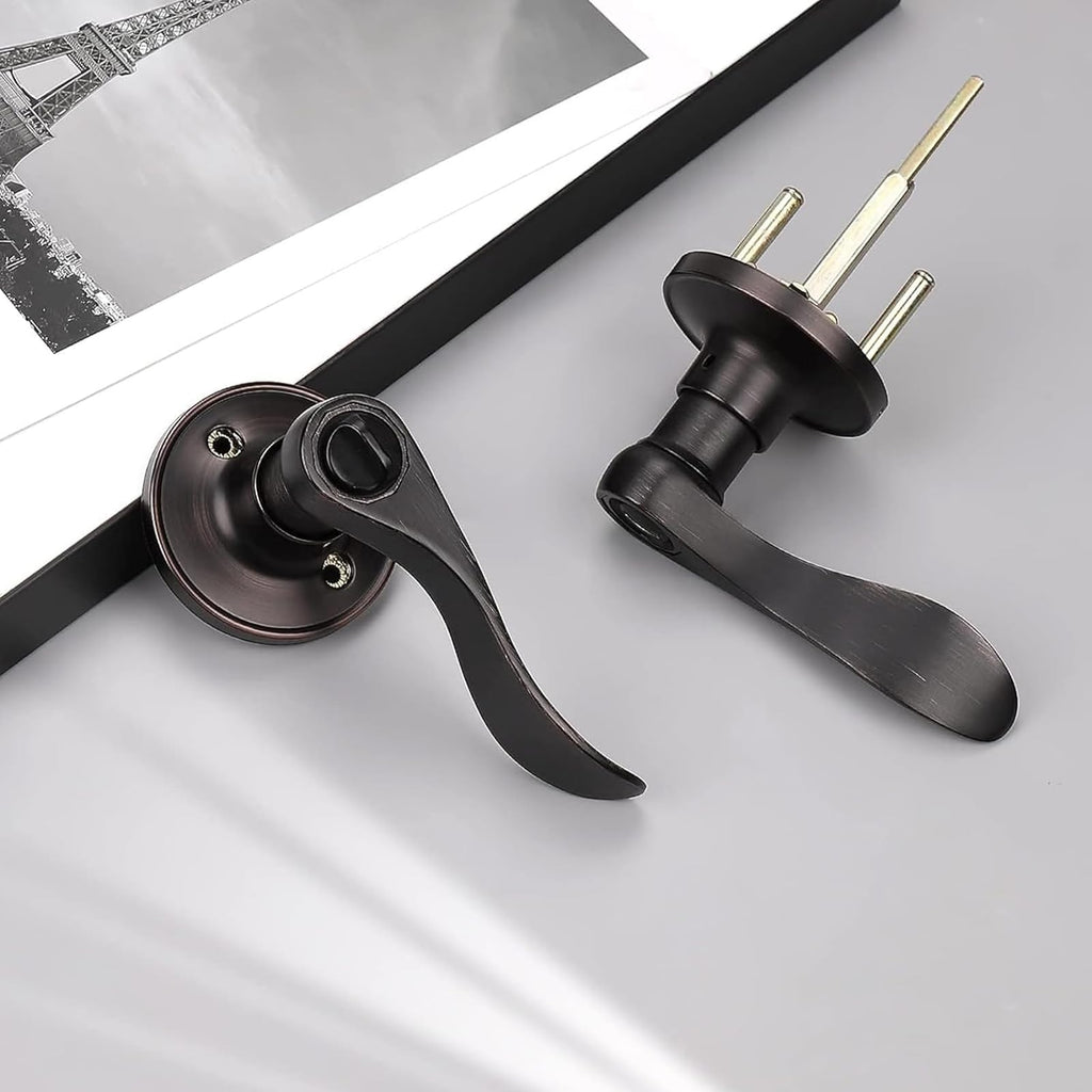5 Pack Privacy Door Lever Lever Door Handle Thumb Turn Lock Inside with a Oil Rubbed Bronze Finish, Reversible for