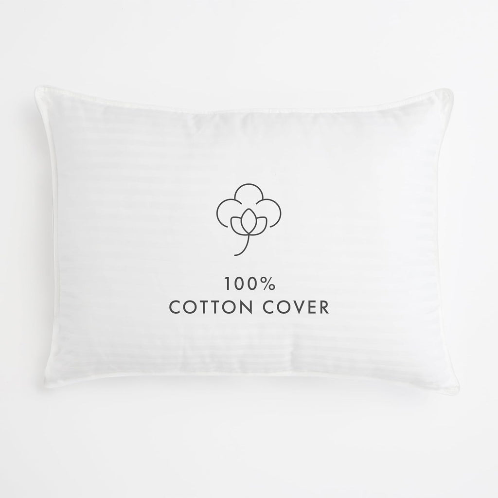 Cooling Gel Queen Pillows Set of 2-100% Cotton Cover, Soft Gel-Fiber Filling, Bed Pillows for All Sleepers, Odorless