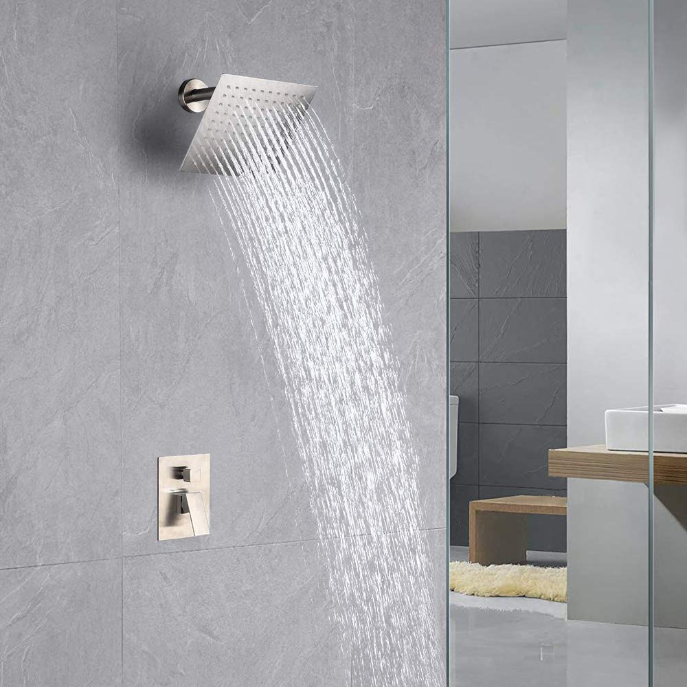 Rain Shower Head, High Flow Stainless Steel Square Rainfall Shower, High Pressure Design, Awesome Shower Experience