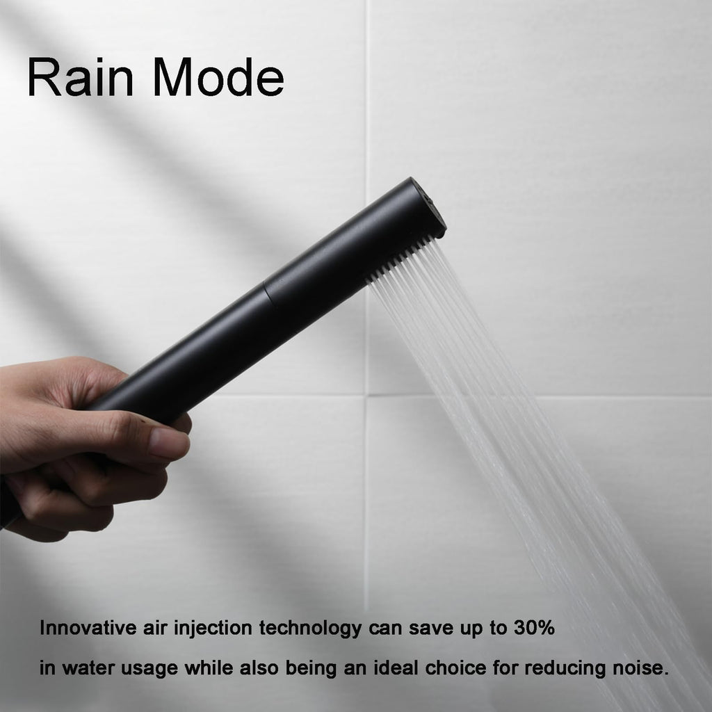 Black Shower Wand Brass Handheld Shower 7 Inch High Pressure Hand Held Shower Head High Flow Sprayer, 2 In 1 Function