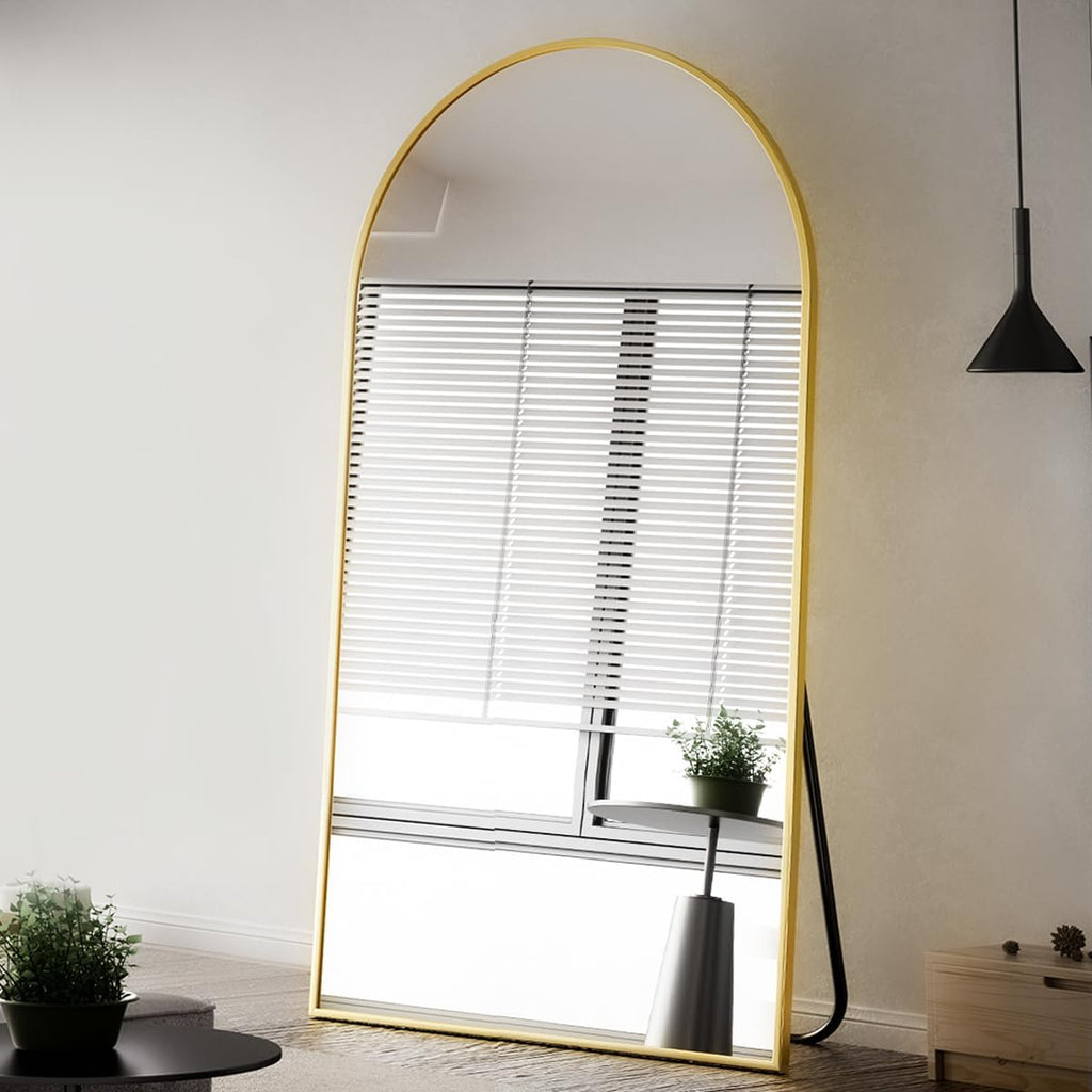 35"x78" Gold Large Arched Floor Full Length Dressing Body Mirror