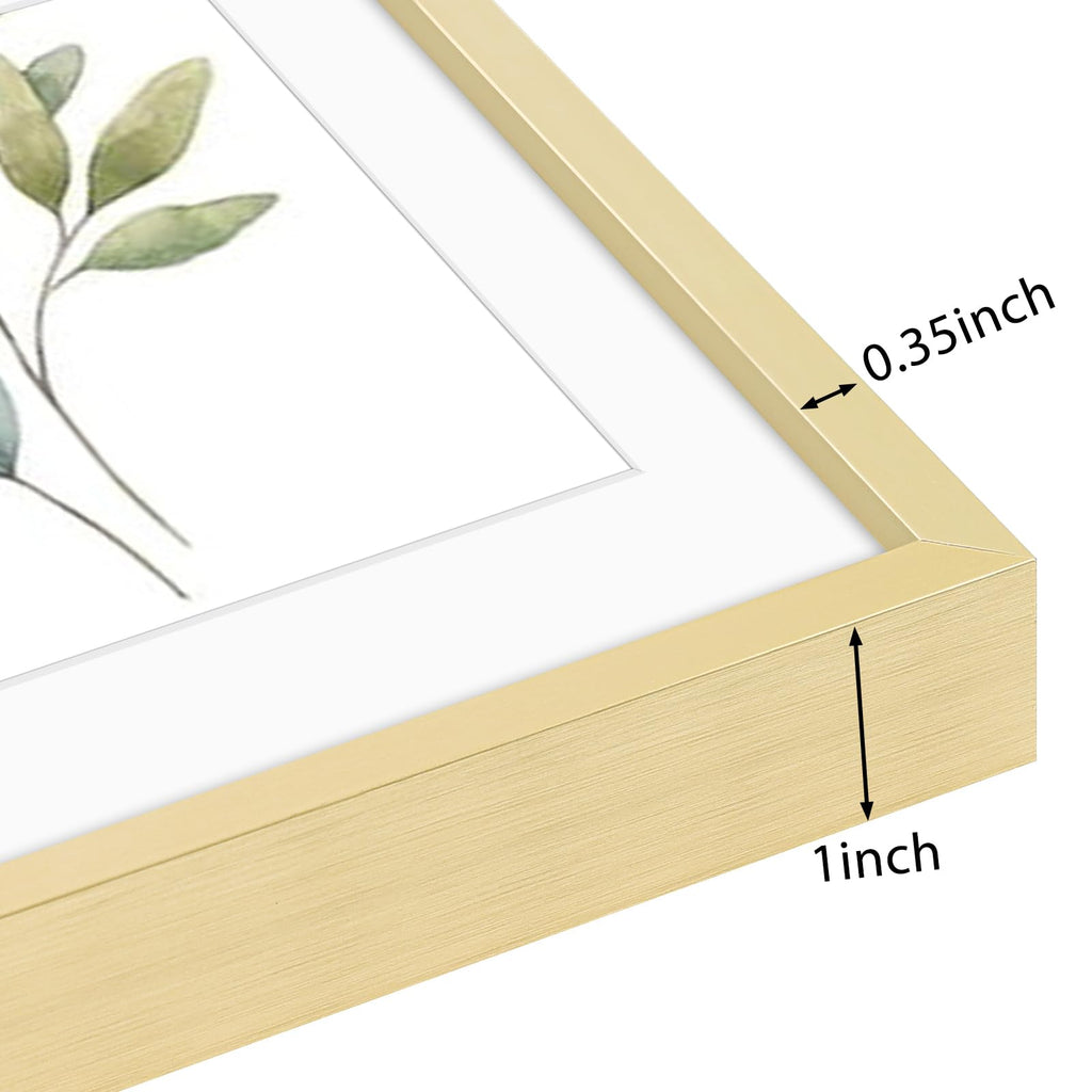 11x14 Gold Aluminum Frame, Real Glass, Mat Fits 8x10