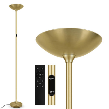 Dimmable Floor Lamp, Gold, 30W LED Torchiere