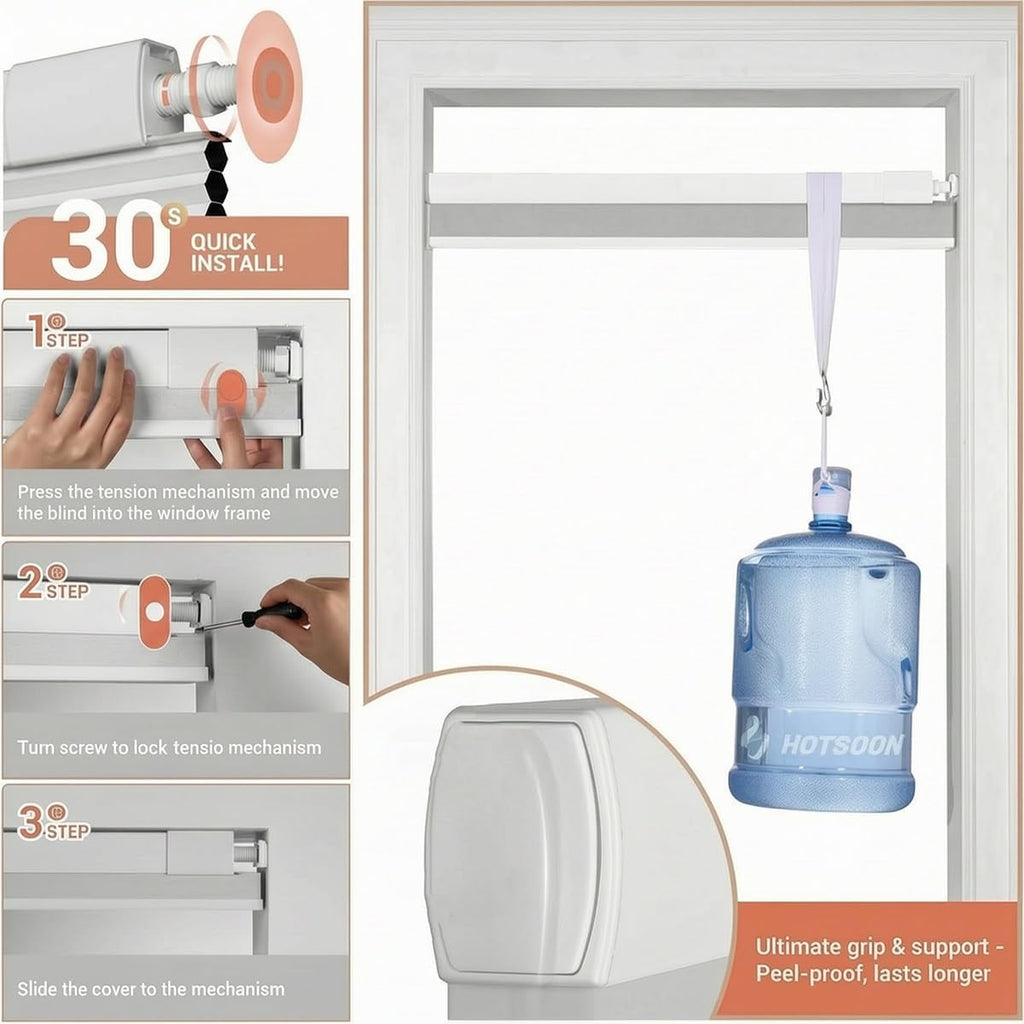 Cordless Cellular Shades, No Drill No Tools Blackout Honeycomb Blinds for Indoor Windows, Thermal Insulation Noise