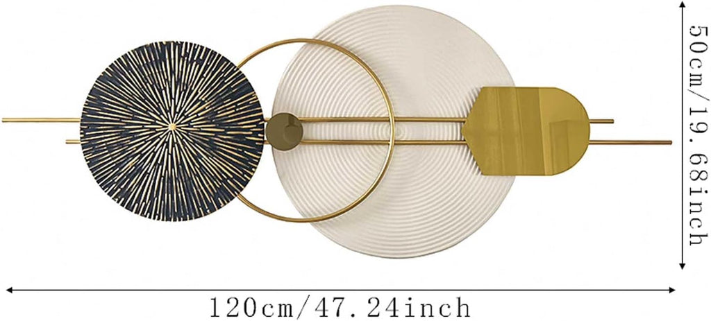 3D Round Metal Wall Art, Handmade Art Metal Round Nature Decorative Wall Sculpture Bedroom Dining Room, 47.2" x 19.7"