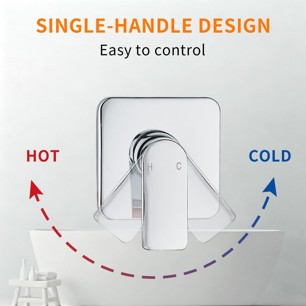 Shower Faucet Single Function Trim Kit with Rough-in Valve Set Bath Rainfall Shower System 8inch Square Stainless