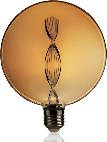 E26 Unique Spiral LED Decorative Bulb Round Amber Glass 1.5W 2200K Warm Non-Dimmable