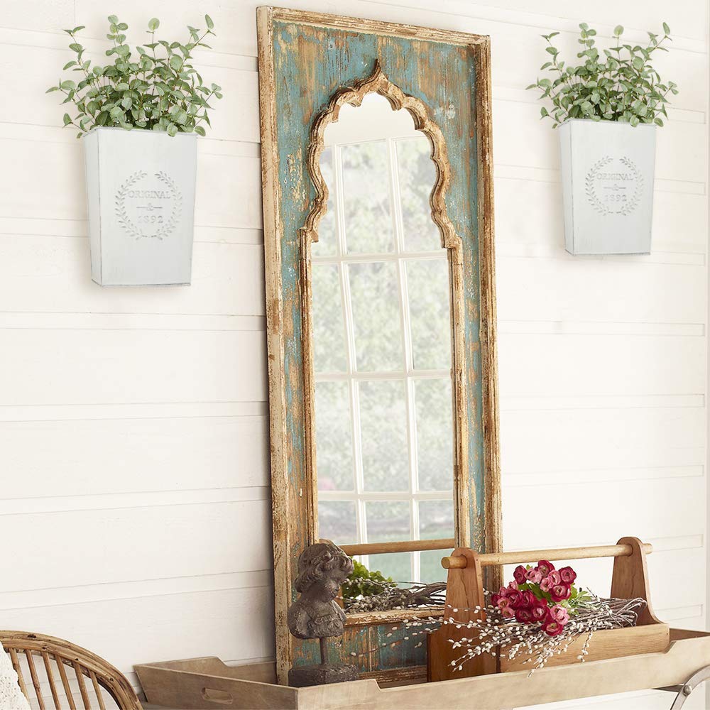 Set of 2 Farmhouse Metal Wall Planter, Rustic Wall Decor Country Hanging Wall Vase Box for Plants Flower Home