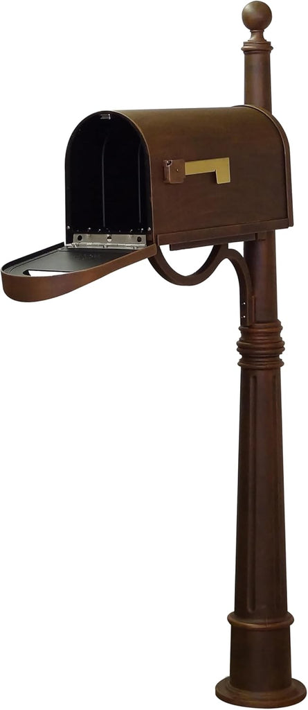 Classic Curbside Mailbox with Aluminum Post - Copper Mailbox with Ashland Post