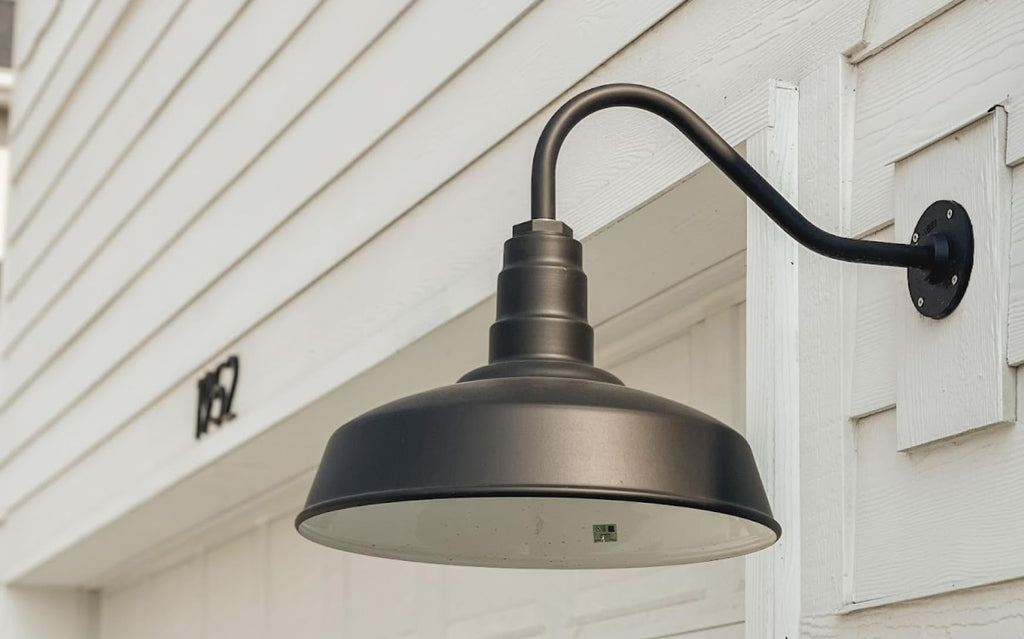 Dusk to Dawn | Gardena Barn Light | Outdoor Wall Mounted | 16" Dome | 23" Gooseneck | Farmhouse Light Made in America