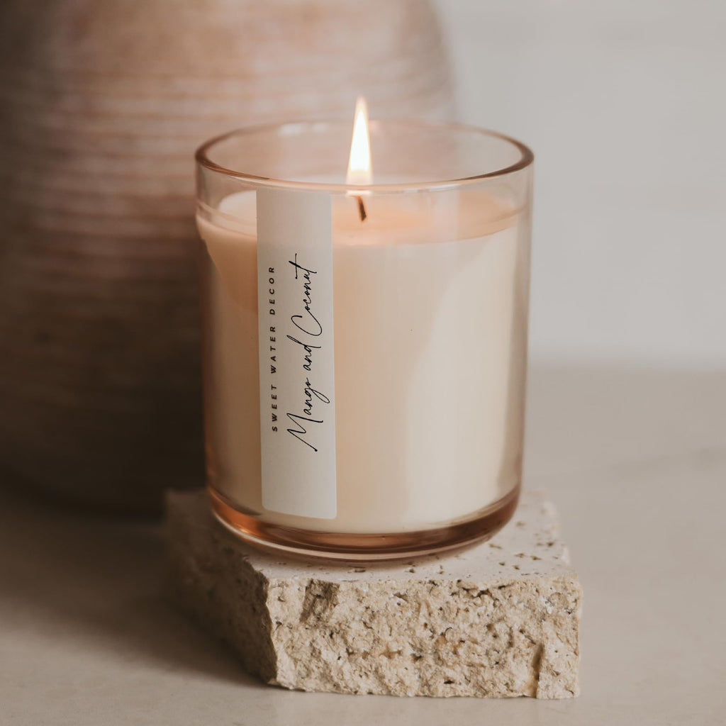 Mango & Coconut Candle, 12oz Tinted Jar, Tropical Aroma