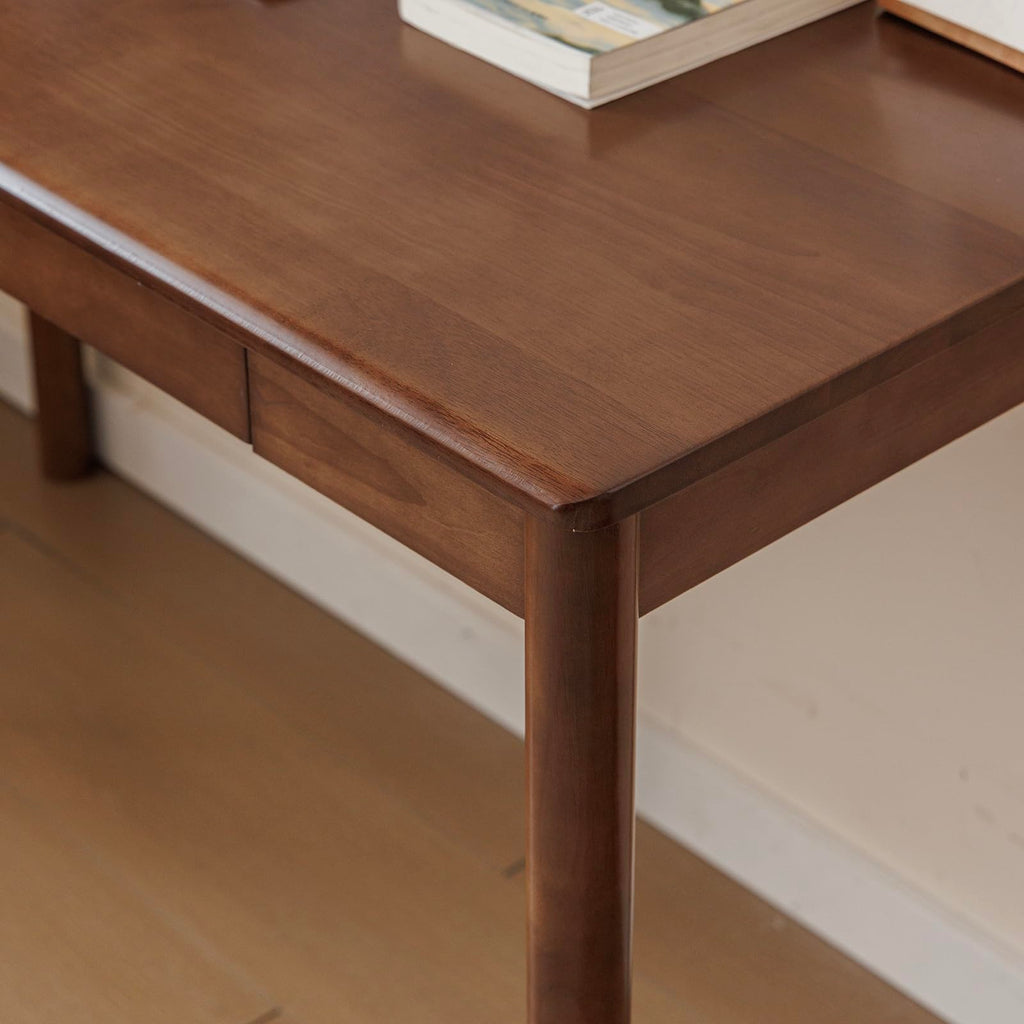 Solid Wood Desk with Drawers (Walnut Color, 39.4inch)