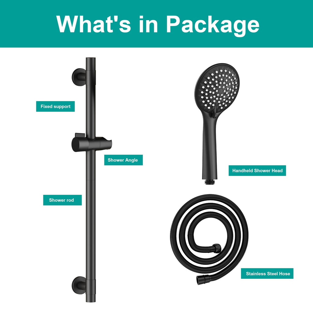 Shower Slide Bar Handheld Shower Head with Hose, 5-Function Hand Shower with Wall Mount,shower slide bar,adjustable