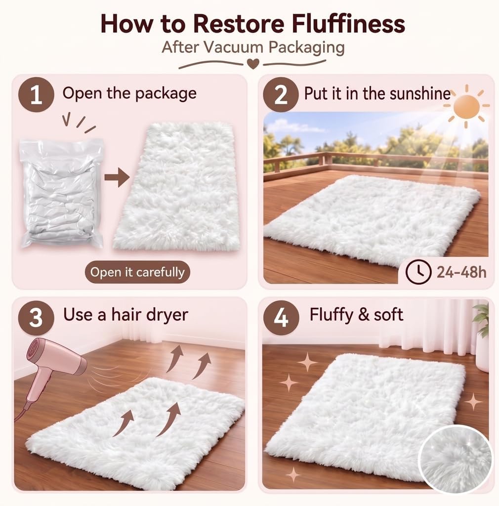 Faux Rabbit Fur Rug Fuzzy Carpet 23.6"×63"