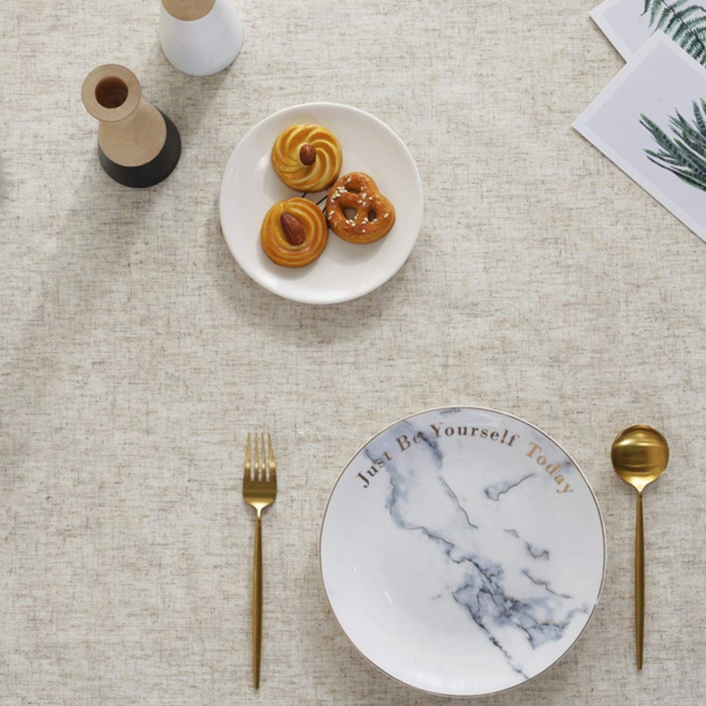 Linen Round Tablecloth, Fabric Circle Table Cloth with Tassels, Washable Wrinkle Free Table Cover Boho Farmhouse