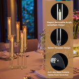 2PCS Acrylic Candelabra Centerpiece for Table,5 Arm Clear Candle Stick Holders Wedding Centerpiece Standsle