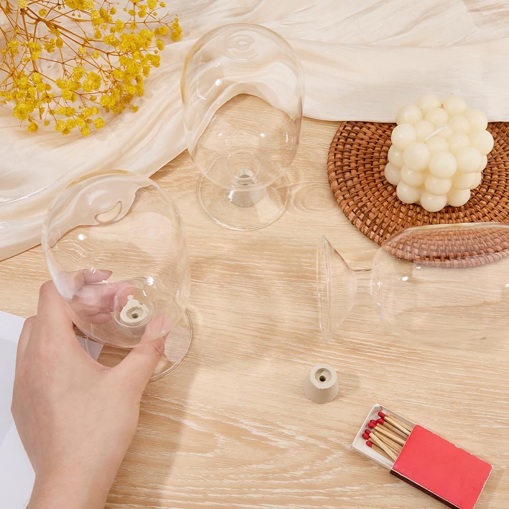 3 Sets Glass Matches Cloche 3.19x6.1 Inch Clear Decorative Match Holder Jar with Cork Stopper Upside Down Matches