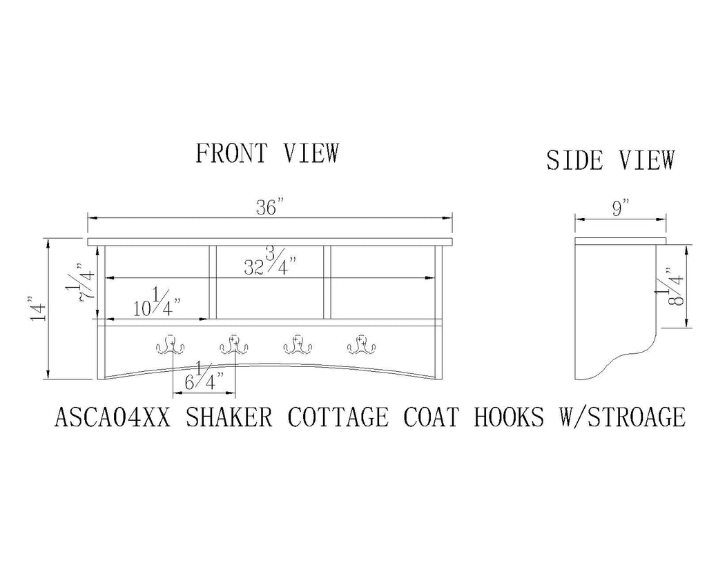 Shaker Cottage Storage Coat Hook and Bench Set, Charcoal Gray, Entryway Organizer with French Cleat System, Dual